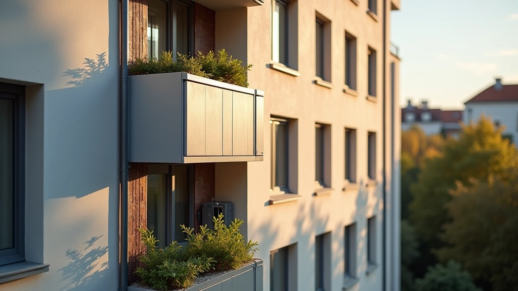 Immeuble résidentiel avec système de chauffage visible, illustrant l'intégration future du secteur du chauffage résidentiel au système ETS